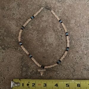Beaded Necklace with Shark Tooth Pendant